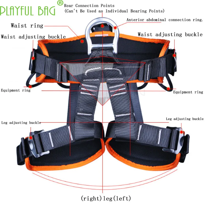 Outdoor climbing equipment rapid descent high-altitude operation safety belt half-body caving safety belt ZL48