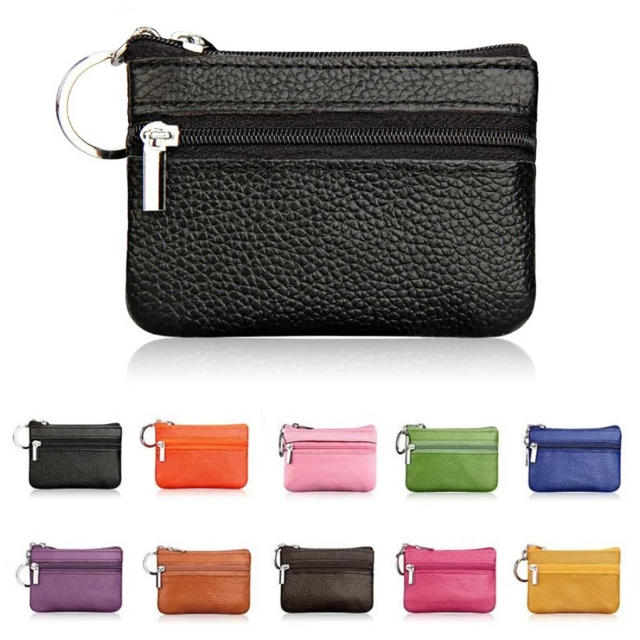 2019 New Brand Men Soft Genuine Leather Card Holder Women Coin Purse Key Holder Zip Wallet Pouch Bag Purse #C