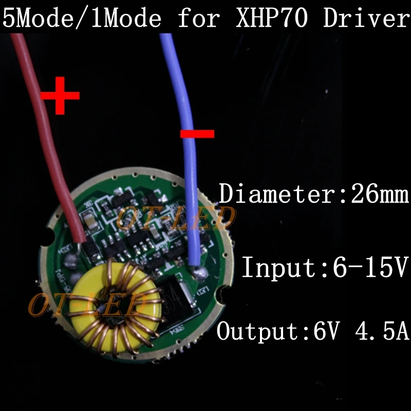 XHP70.2เดิม XHP70B LED 6V โทนเย็น, แสงสีขาวอบอุ่น + 4.5A 26มม. 1โหมดหรือไดรเวอร์5โหมด + เลนส์ LED 29มม.