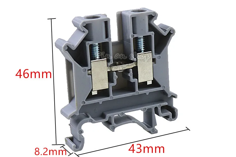 50Pcs Gray Plastic UK6N Screw Clipping Contact Terminal Block 800V 57A UK-6N