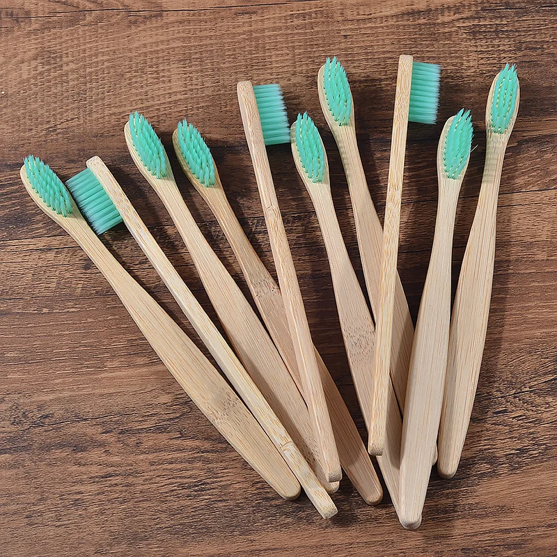 10Pcs Bamboo Toothbrush Eco Friendly Wooden Tooth Brush BPA Free Soft Bristle Tip Charcoal Adults Oral Care Toothbrushes