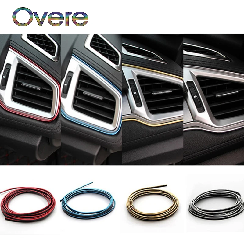 Overe 5m Car Interior Decorative Thread Stickers Trim Strip For Mercedes W205 W203 Volvo XC90 S60 XC60 V40 Alfa Romeo 159 156