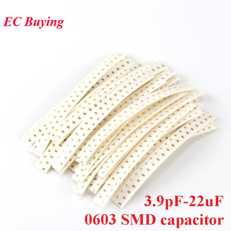 

500pcs 0603 SMD Capacitor Kit 25 Values*20pcs 3.9pF-22uF Electronic Components Package Capacitor Assorted Kit Samples DIY