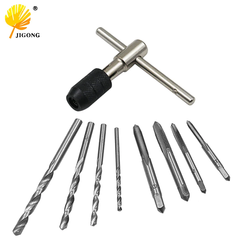 

9pcs Mini Hand Tap Thread Wire Tapping Threading Grinding Carving Tap Die Tool Set M3 M4 M5 M6 Drill 2.5mm 3.5mm 4.2mm 5.0mm