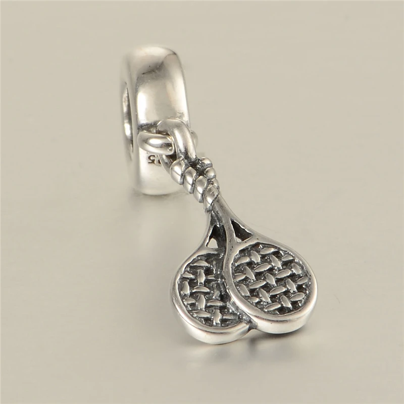 Top Selling Sport Charms Tennis Racket Charms Beads 100% 925 Sterling Silver Jewelry Fits European Bracelet Necklace DIY Making