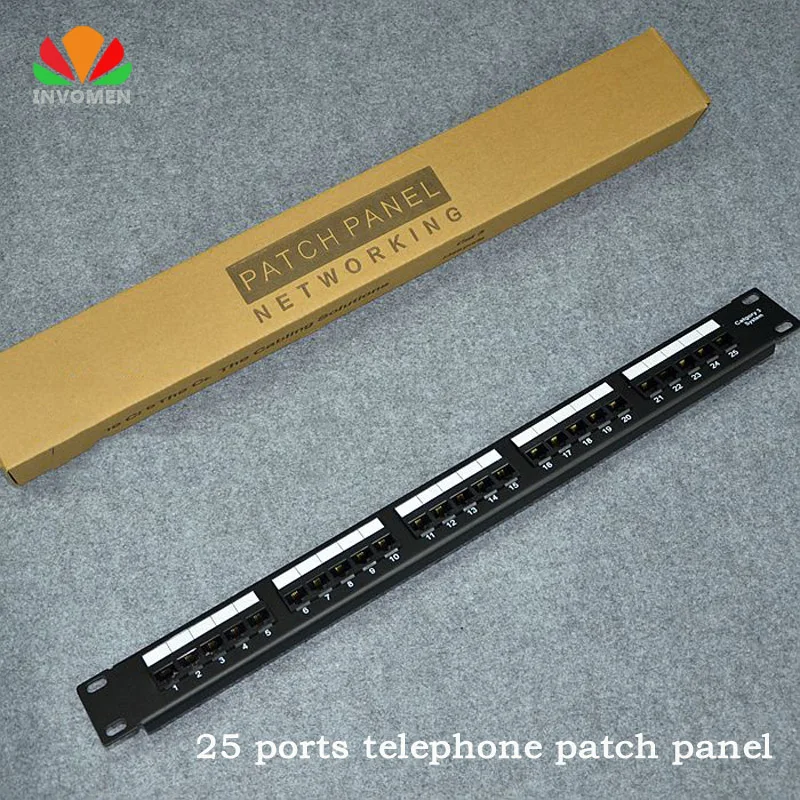 19" Cabinet Rack 25 Port Telephone Patch Panel Modular 110 Voice Distribution Frame RJ11 4C Cable Adapter Modular Keystone Jack