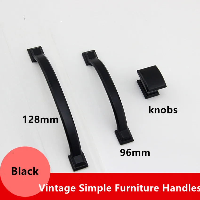 

96mm retro black kitchen cabinet dresser door handles matte black drawer shoe cabinet knobs pulls 128mm modern simple handles 5"