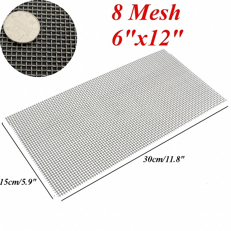 5/8/20/30/40 Mesh Stainless Steel Woven Cloth Screen Wire Filter Sheet 6x12\'\'