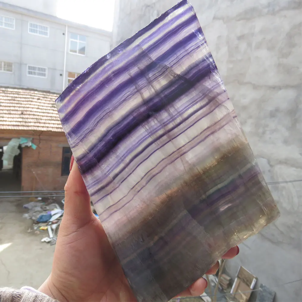 1325g New Arrival RARE AAA++ Raw 100% Natural Purple Fluorite Crystal Slice Mineral Specimen  Polished Reiki Healing Decoration