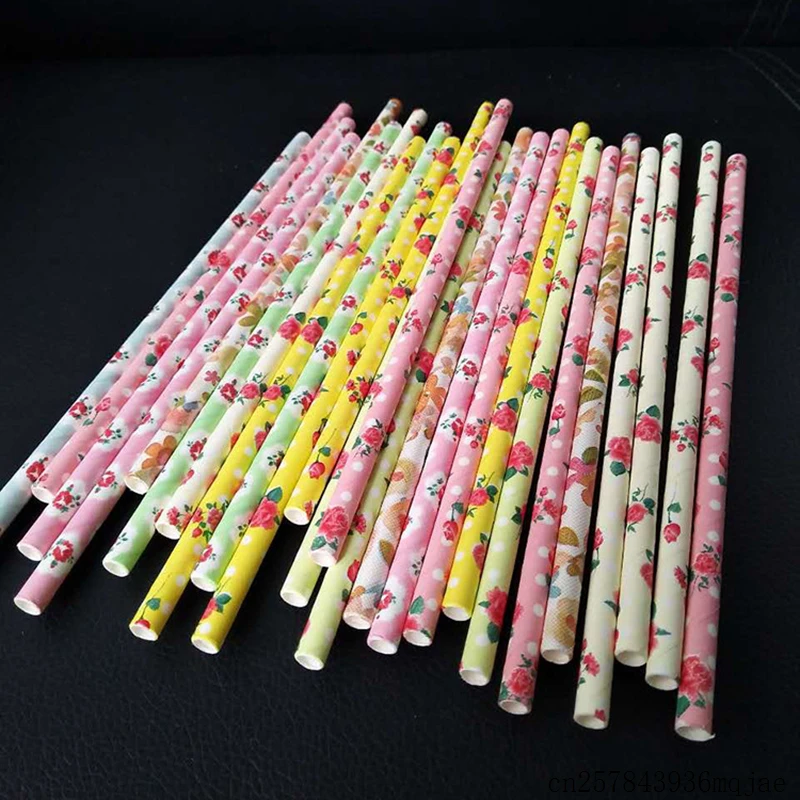 

2000pcs Romantic Paper Straws Vintage Retro Floral Drinking Straws for Christmas Decoration Wedding Events Favors