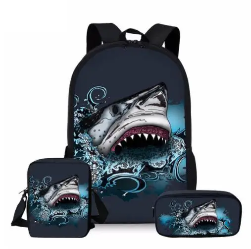 공룡 3D 소년 & 소녀 배낭 3 개/대 어린이를위한 Mochilas Schoolbag 학생 맞춤 만화 캐주얼 가방 대형 Bagpack