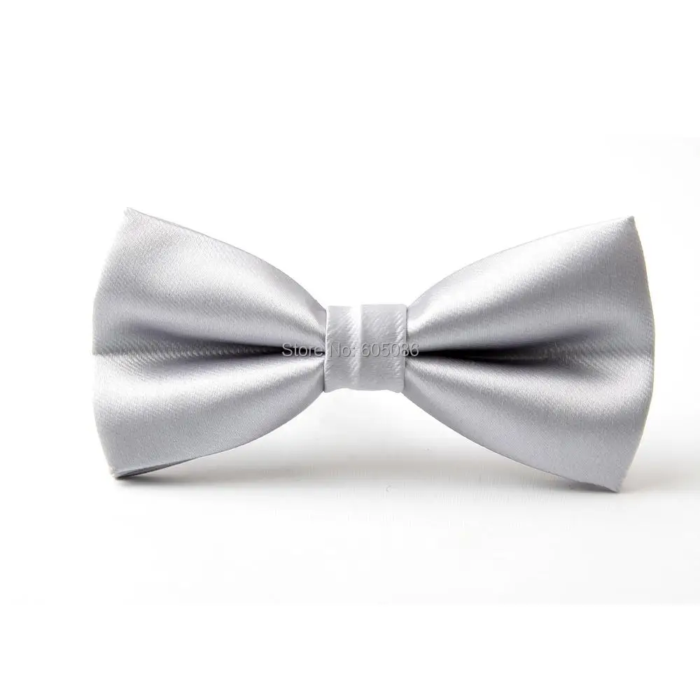 HOOYI solid silver bow tie butterfly ties for men pretied necktie 2019