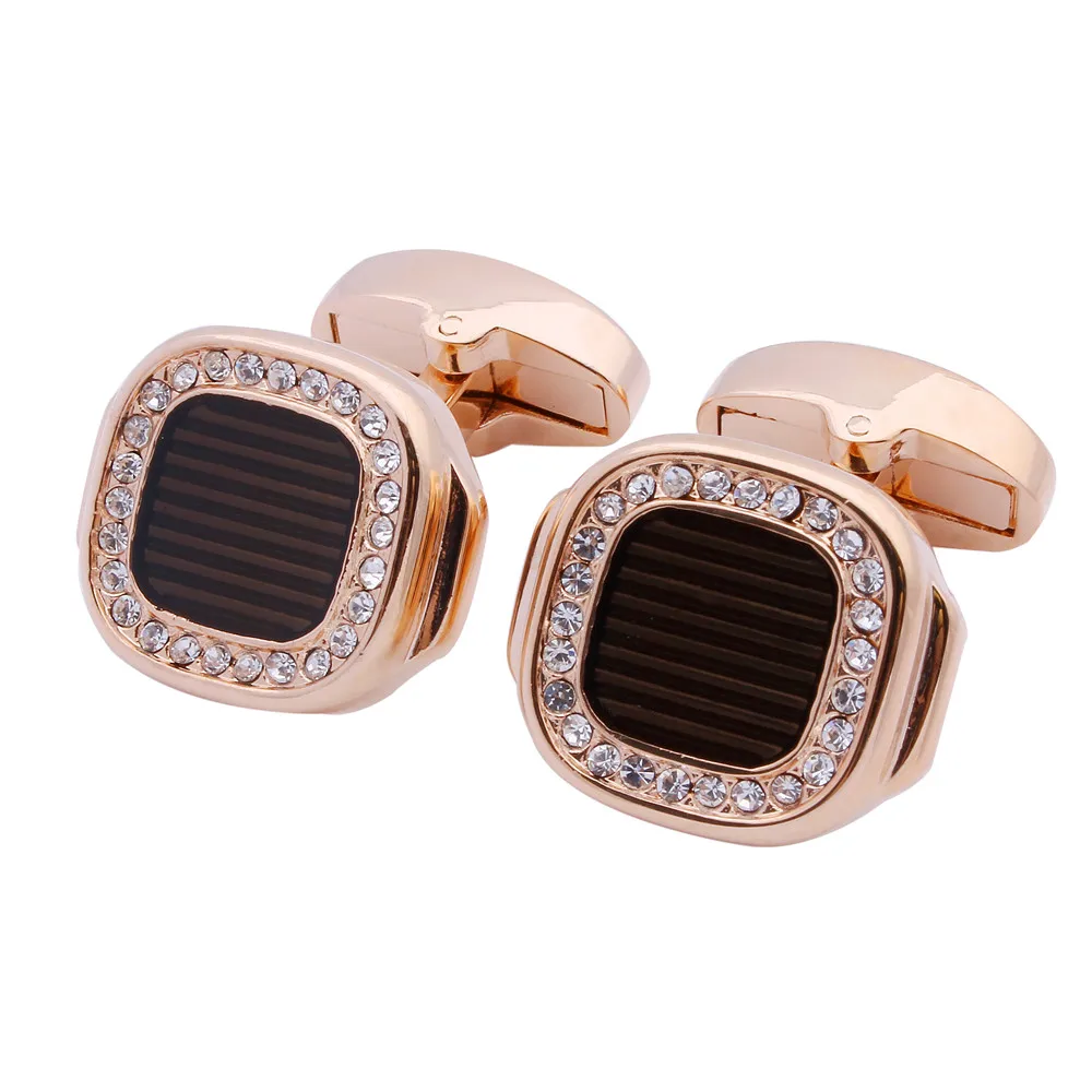 Cufflinks for Men with Gift Box, Black Tone Brown Polishing Enamel, Suit for Business French Shirt Tuxedo Suit HAWSON