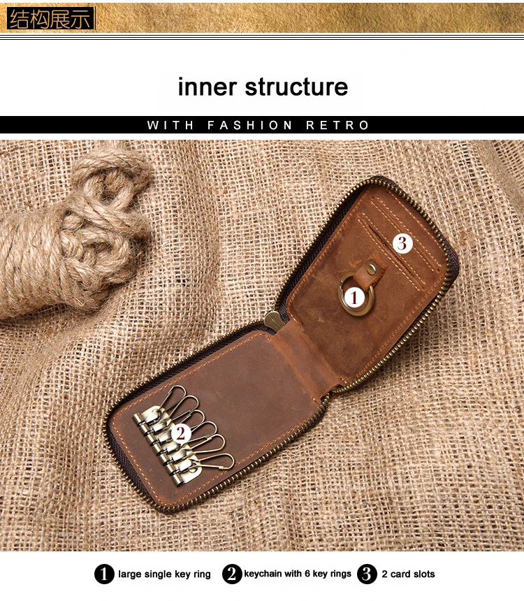 Vintage Key Holder men Genuine Leather key holder Leather key wallet men housekeeper women key case smart organizer pouch