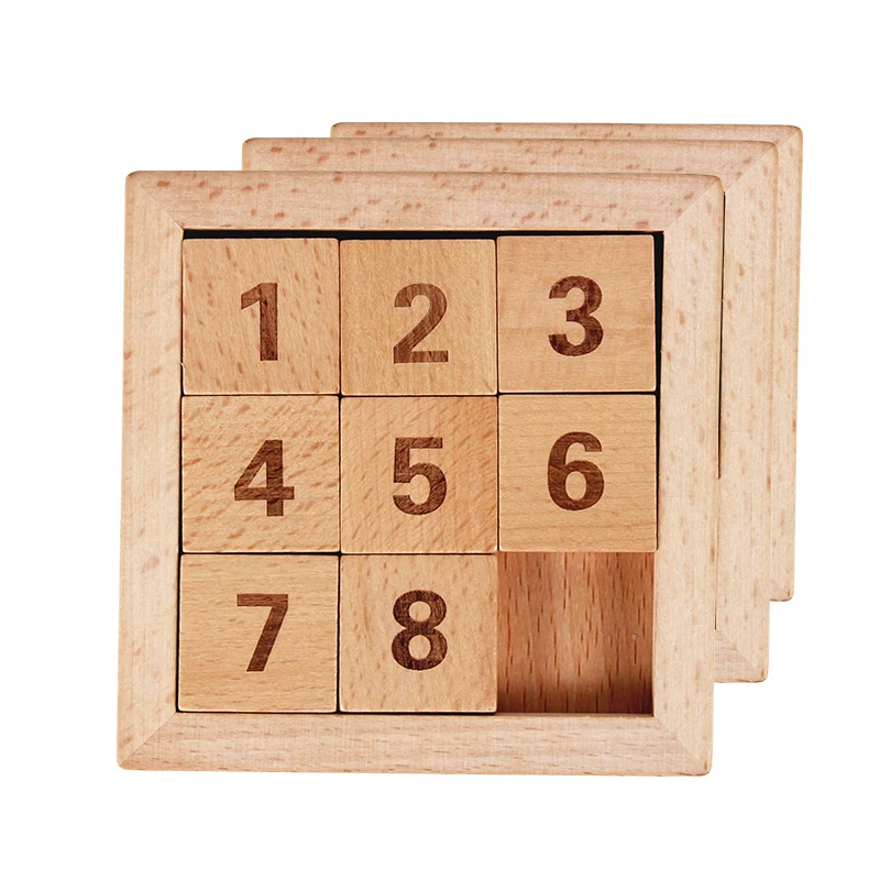 Acht Schiebe Fliesen IQ Spiel Spielzeug 8 Puzzle Mathematik Holz Gehirn Teaser Puzzle Zahlen 1-8 Anzahl Verblüffende Spiel für Erwachsene & Kinder