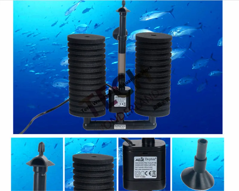 Double Sponge Head Electric Water Internal Filter For Aquarium Fish Tank Plant Water Tank Air Pump AC220V 3.2W