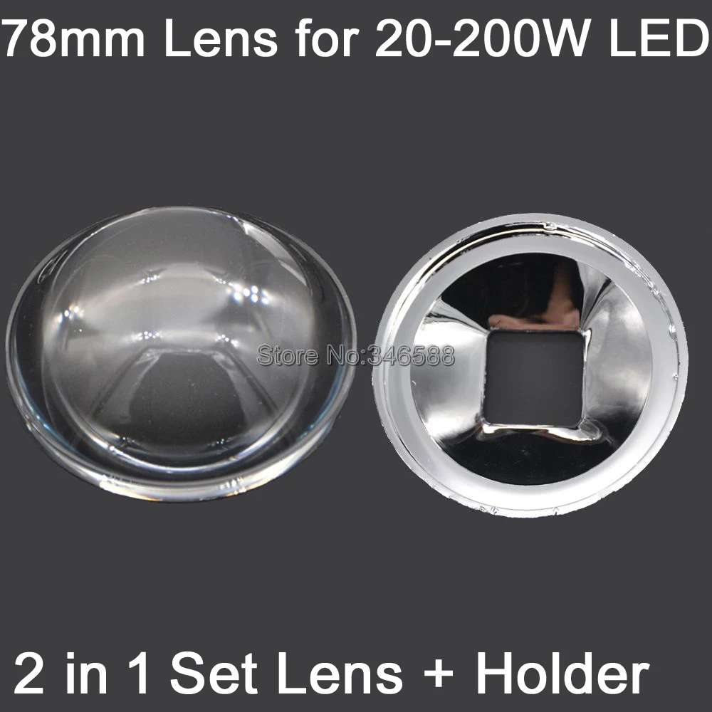 ハイパワーledライトキット,78mm光学ガラスledレンズと82mmリフレクターコリメーター,20w,30w,50w,100w,120w,150w