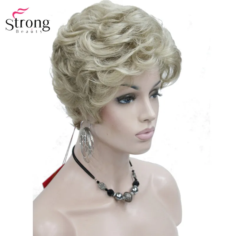 StrongBeauty Short Fluffy Natural Wave Blonde Full Synthetic Wigs Women\'s Hair Wig 6 colors for choose