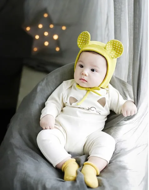 Cute Dear Newborn Baby Girl Toddler Boy Fashion Polka Dot Cute Warm Minnie Ear Bucket Cap Bebe Beanie Children Hats Cap Headwear