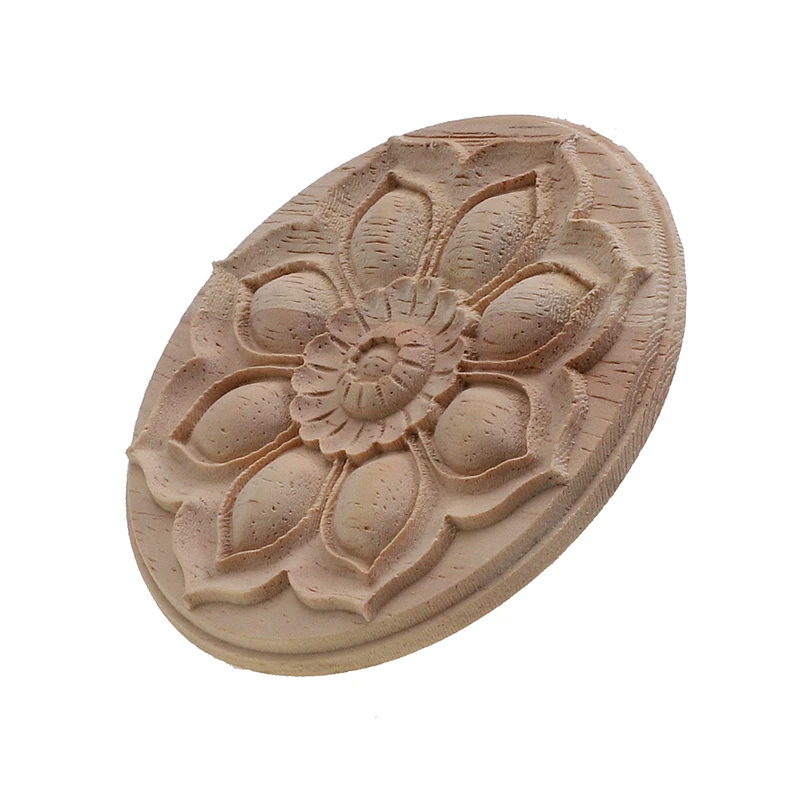 VZLX Round Wood Carved Corner Onlay Applique Frame Furniture Wall Unpainted For Home Decor Cabinet Door Decoration Crafts