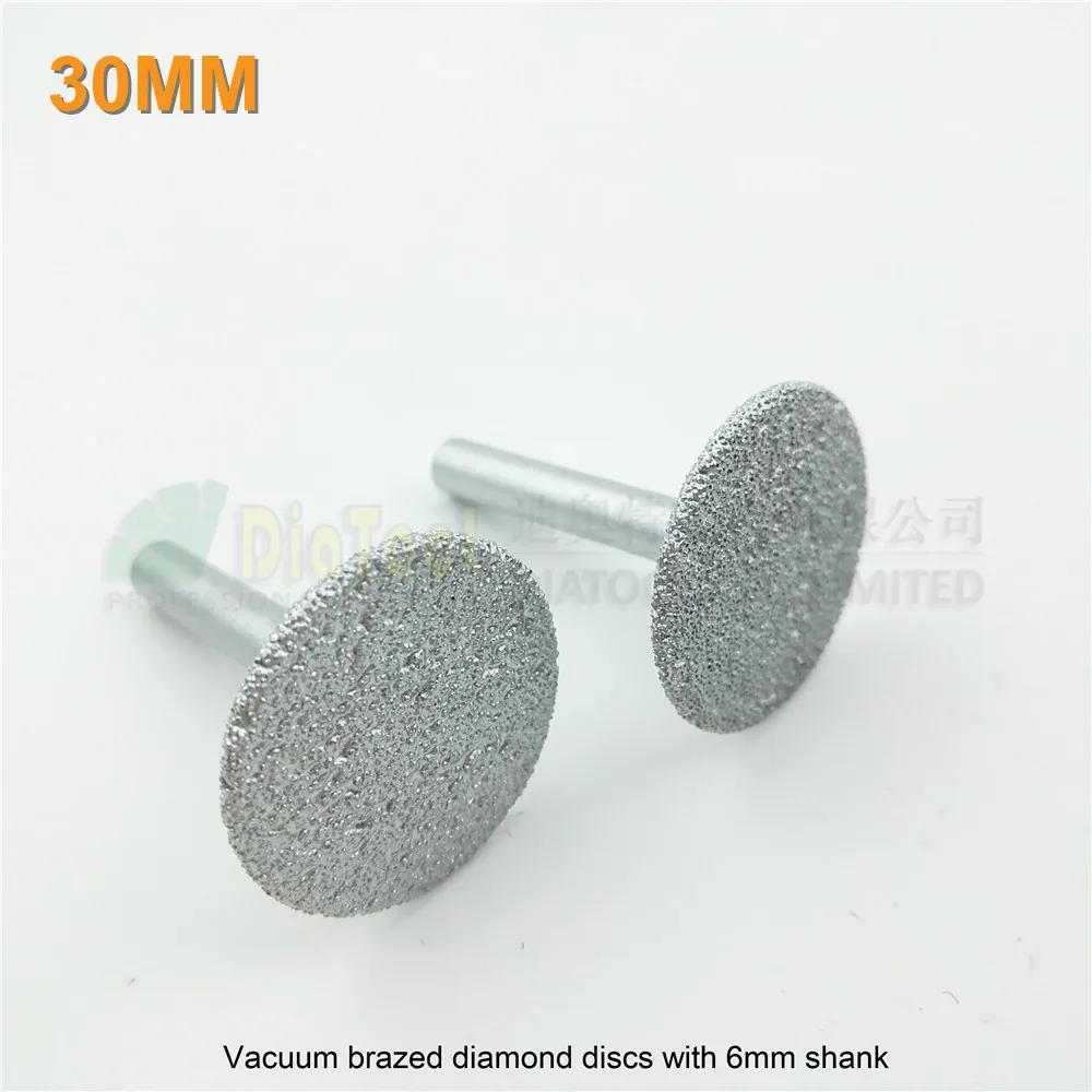

DIATOOL 2pk Dia30mm алмазные диски с вакуумным припоем с 6 мм хвостовиком для резки, шлифовки и гравировки, алмазная пила, зернистость #46