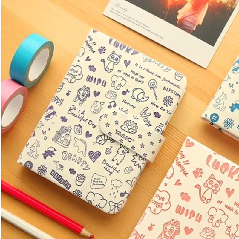 

South Korea creative stationery portable diary book Kawaii cute soft cover Magnetic button Notebook Planner Notepad for Kid Gift