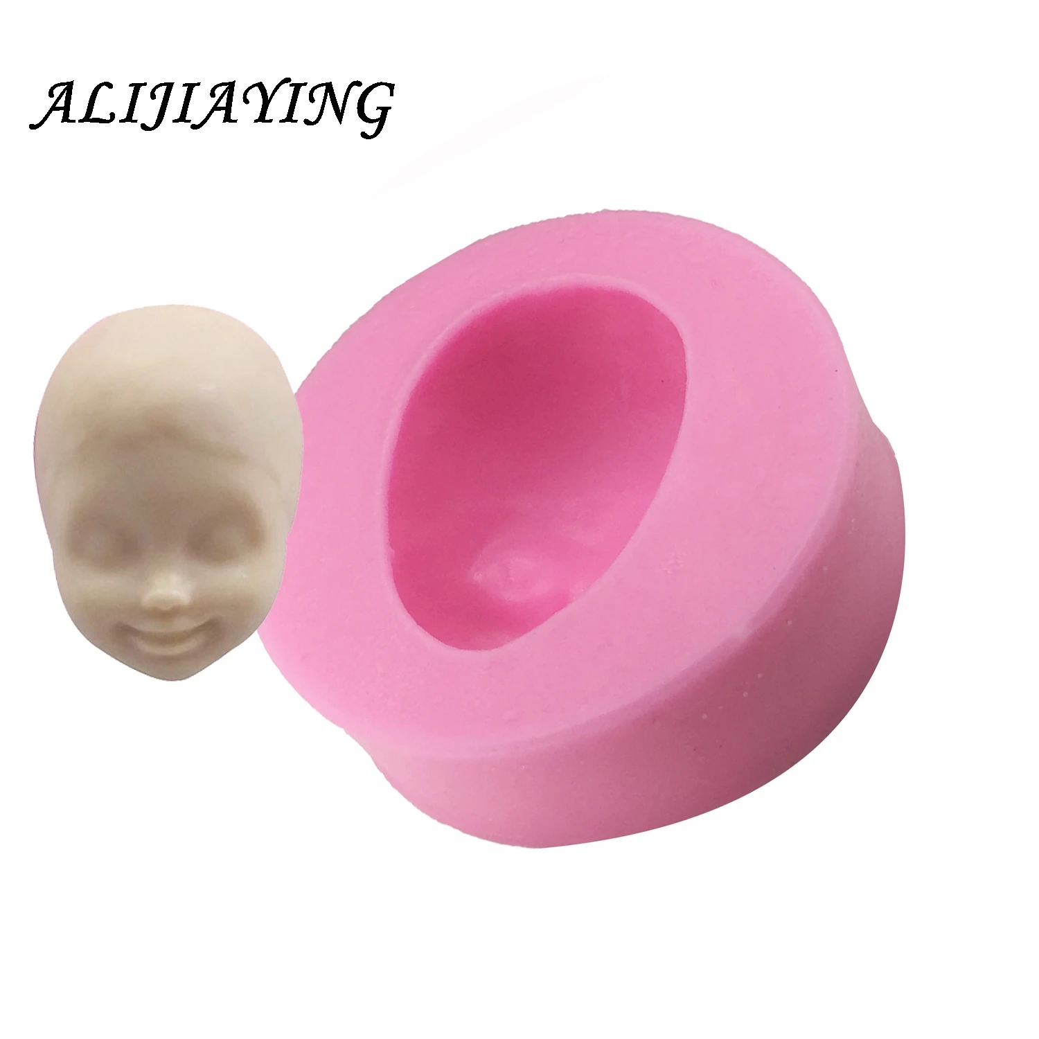 Polymer Clay Resin 3D Baby face girl Head chocolate silicone mold for cake decorating tools D0885