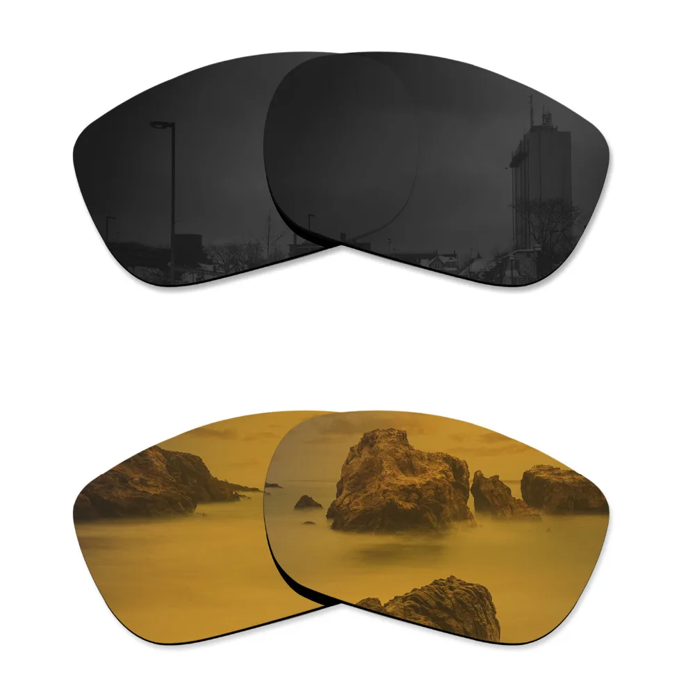 

Glintbay 2 Pairs Polarized Sunglasses Replacement Lenses for Oakley TwoFace Stealth Black and Bronze Gold