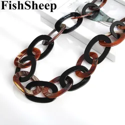 FishSheep Fashion 2019 Big Long Chain Acrylic Necklace For Women Round Resin Link Chain Pendants & Necklaces Statement Jewelry