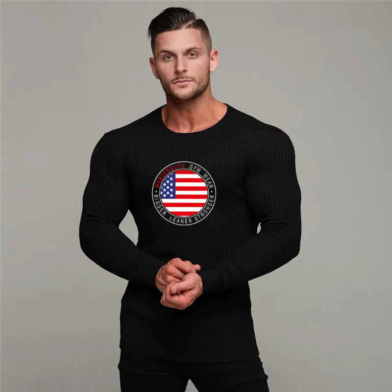 Muscleguys Sweater Men Brand Clothing Mens Sweaters Print Casual Shirt Autumn Slim Fit Pullover Men O-Neck Pull Homme Top