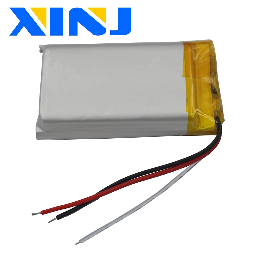 XINJ 3.7V 850mAh 802540 3 przewody termistor polimerowy LiPo Li bateria litowa na telefon z Bluetooth cyfrowy aparat rejestrator jazdy