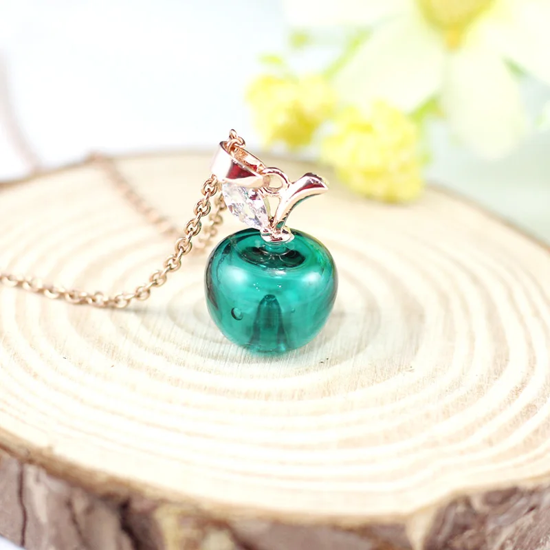 1PC 18X12MM Cute Apple Muano bottle Necklace with  diffuser hole  Perfume Bottle Necklace Perfumes and fragrances for women