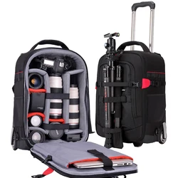 Hot!New Shoulder Travel Bag,Photography backpack,Professional camera bag,Trolley Suitcase,Men Cabin Rolling luggage bag