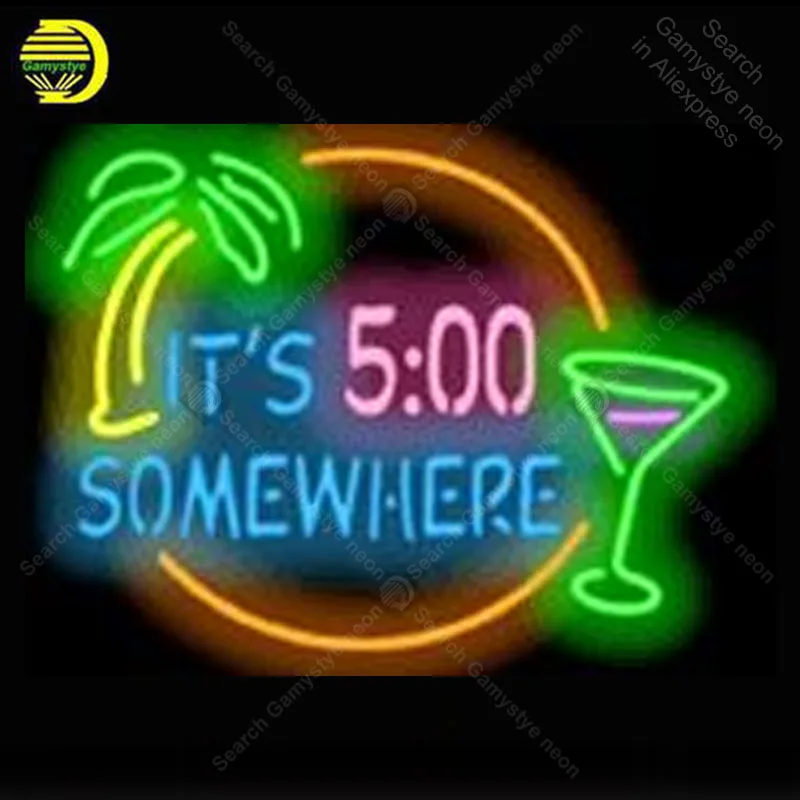 

Neon Sign for It is 5 Somewhere neon Light Sign Home Wall decor Store Display Beer Bar Sign Tubes Neon lights Advertise Lamps