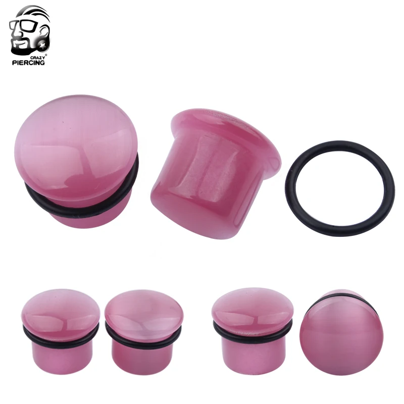 2 Stuks 4-16Mm Rozenkwarts Enkel Vlees Oormeters Oor Expander Trendy Uitlopende Natuursteen Oordop Tunnels Vrouwen Mannen Piercings