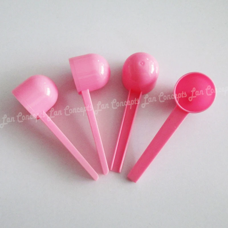 100pcs/lot 10ML Plastic Measuring Scoop 5g Pink Measure Spoons 5 gram Spoon for Powder - free shipping