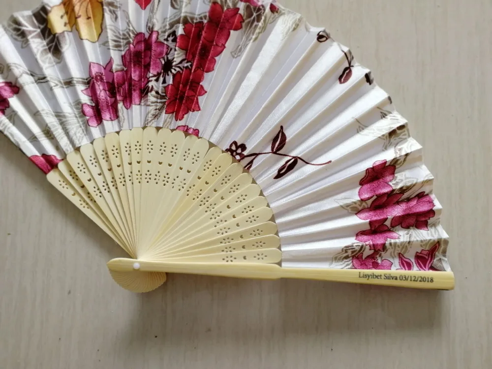 New Chinese Japanese Vintage Fancy Folding Fan Hand Wooden Lace Silk Flower Dance Fans Party Supplies For Gift gift box  100 PCS