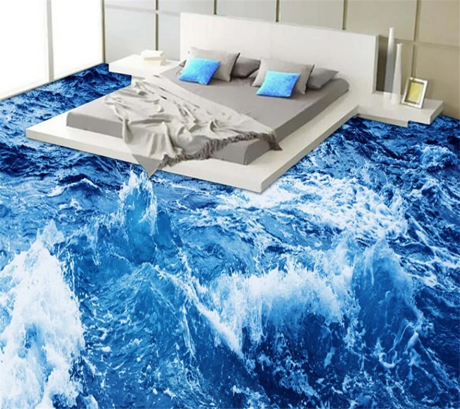 

Beibehang Radiant Ocean World Washroom Bathroom 3D Floor Living Room Bedroom Floor Painting 3D Outdoor Painting Flooring photo