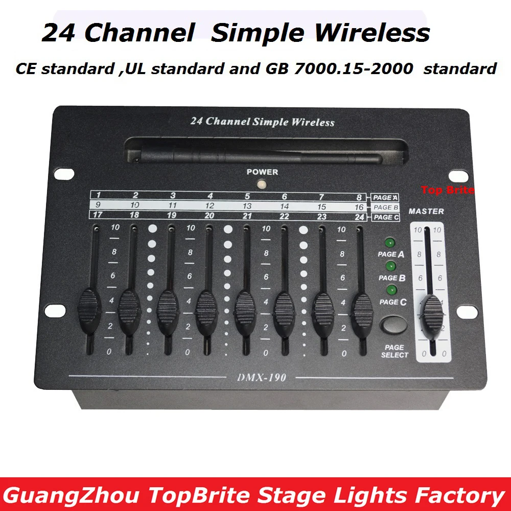 2017 Fast Shipping High Quality 1Pcs/Lot 24 Channel Simple Wireless Console DMX512 Controller For Stage DJ Disco Laser Lights