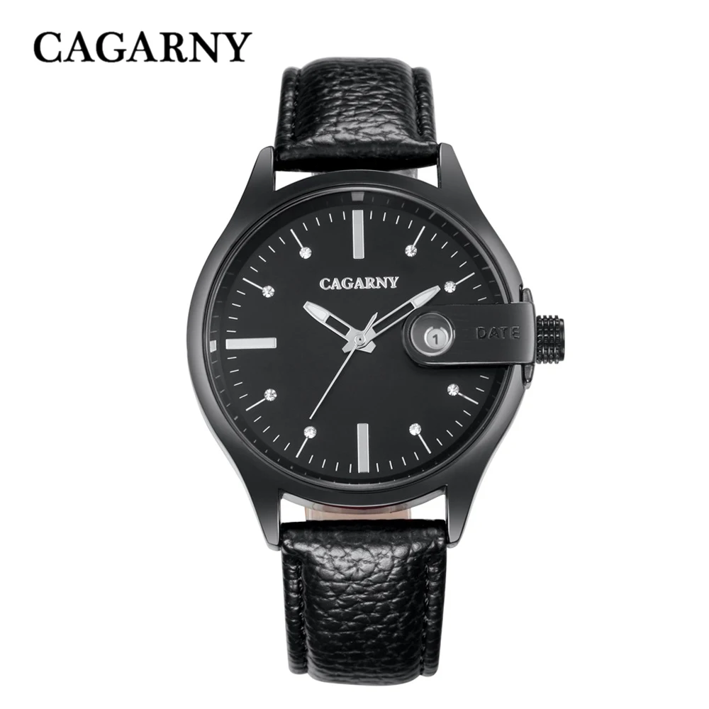 

Cagarny Quartz Watch Women Watches Vogue Leather Bracelet Watch Woman Crystal Date Waterproof Ladies Wristwatches Relojes Mujer