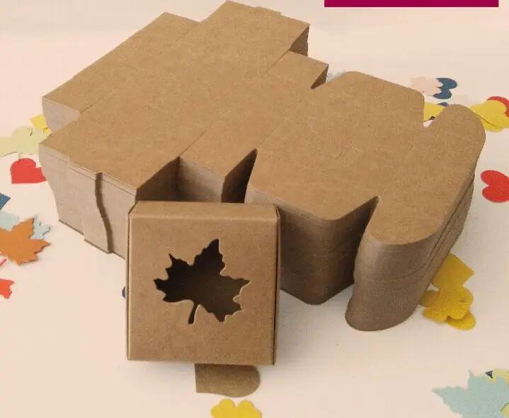 350gsm Kraft box window easy assembled 75x75x30mm handmade gift packing box for candy 50pcs lot