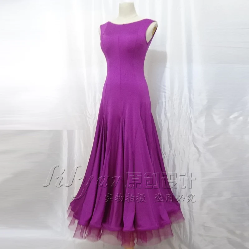 Moden dance competition dress performance performance  practice purple big pendulum