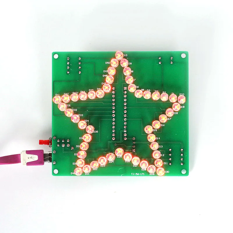 DIY Electronic Kit Glittering Five-Pointed Star Flashing LED Water Light Module Soldering Project Practice Valentine\'s Gift
