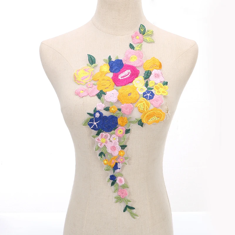 3D Patches Big Colorful Flower Embroidered Patch DIY Sew On Fabric Repair Clothing For Wedding Patches