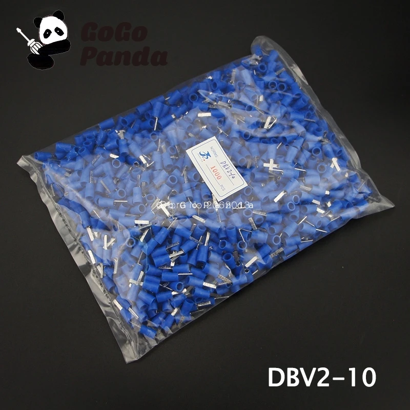 1000pcs DBV2-(10 14 18)Pre-Insulating Blade Terminal Cold-Pressing Chip-Shaped Plug Chip Bare End