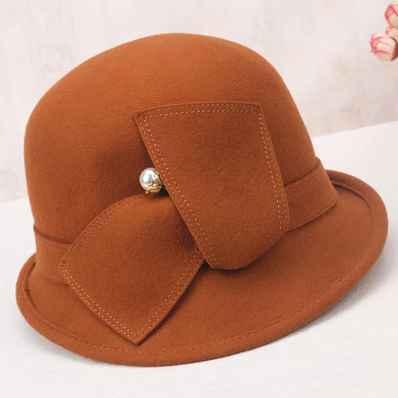 

Adult Fedoras Wool Hat Girls Female Winter Warm Woolen Cap New England Retro Wool Dome Cap Fashion Hat Adjust B8970