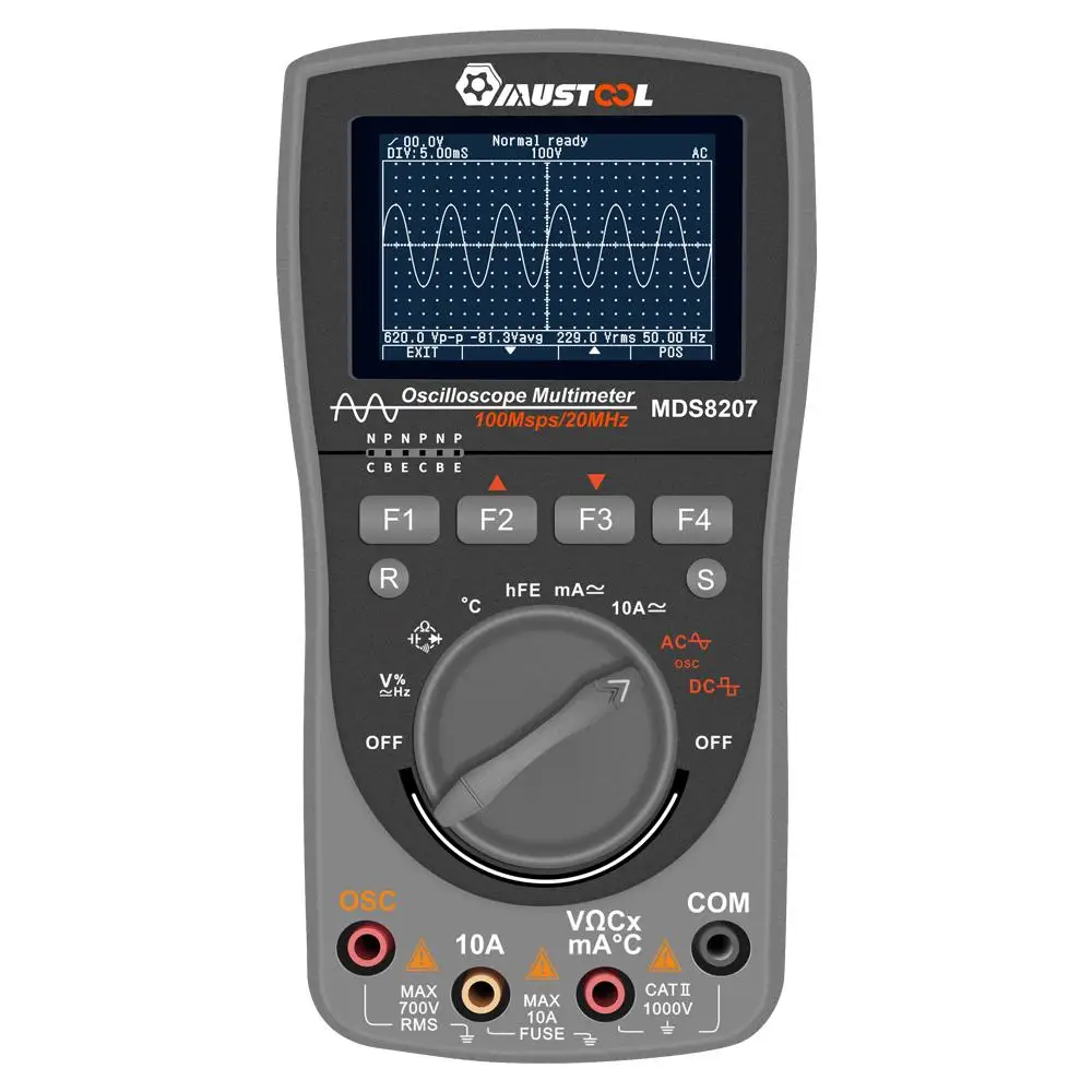 MUSTOOL PIÙ NUOVO MDS8207 2in1 Intelligente Oscilloscopio a memoria Digitale Multimetro Una Chiave di AUTO Oscilloscop Tester con Analogico Grap