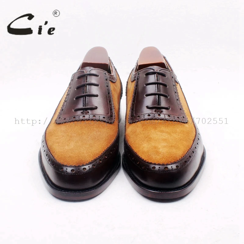 cie Custom Handmade Round Toe Brown Suede Matching Genuine Calf LeatherDark Brown Men\'s Oxford Shoe  No.OX712 adhesive craft