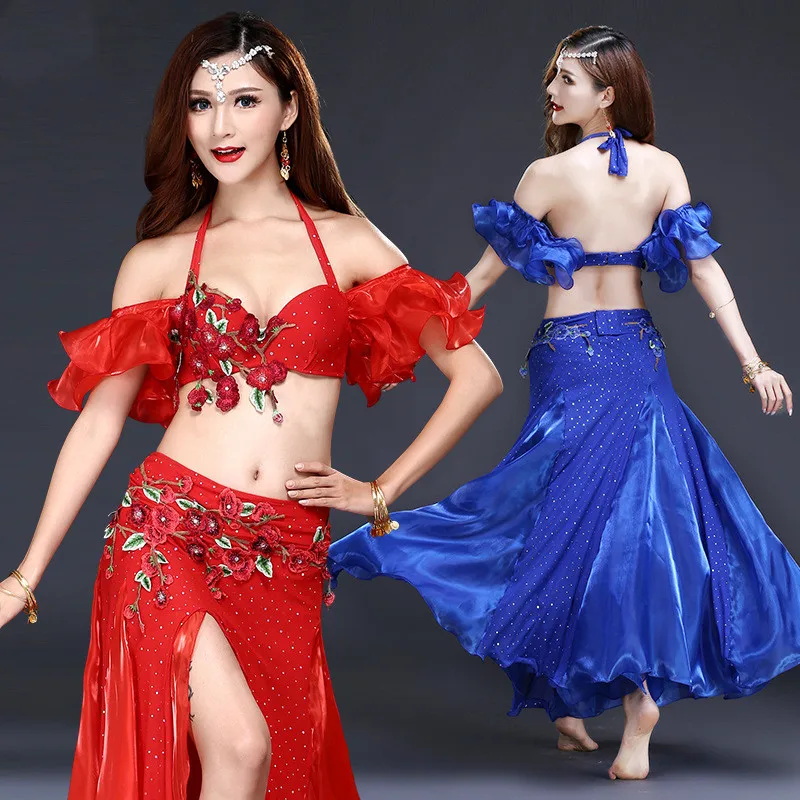 Mới Trưởng Thành Nữ Múa Bụng Trang Phục Phương Đông Bellydance Váy Diễn Sân Khấu 2/Set 3 Áo Ngực Dây Váy bellydancing Mặc