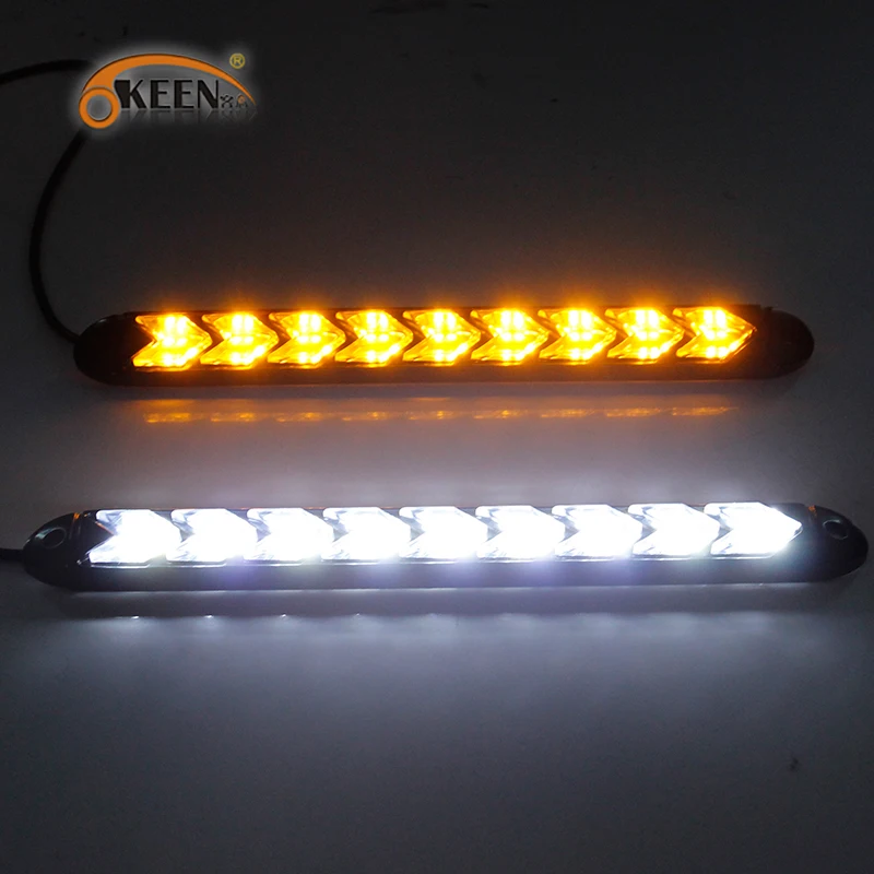 OKEEN 2pcs impermeabile Led per auto Switchback LED luce diurna faro DRL lampada dinamica sequenziale indicatore di direzione luci di marcia diurna